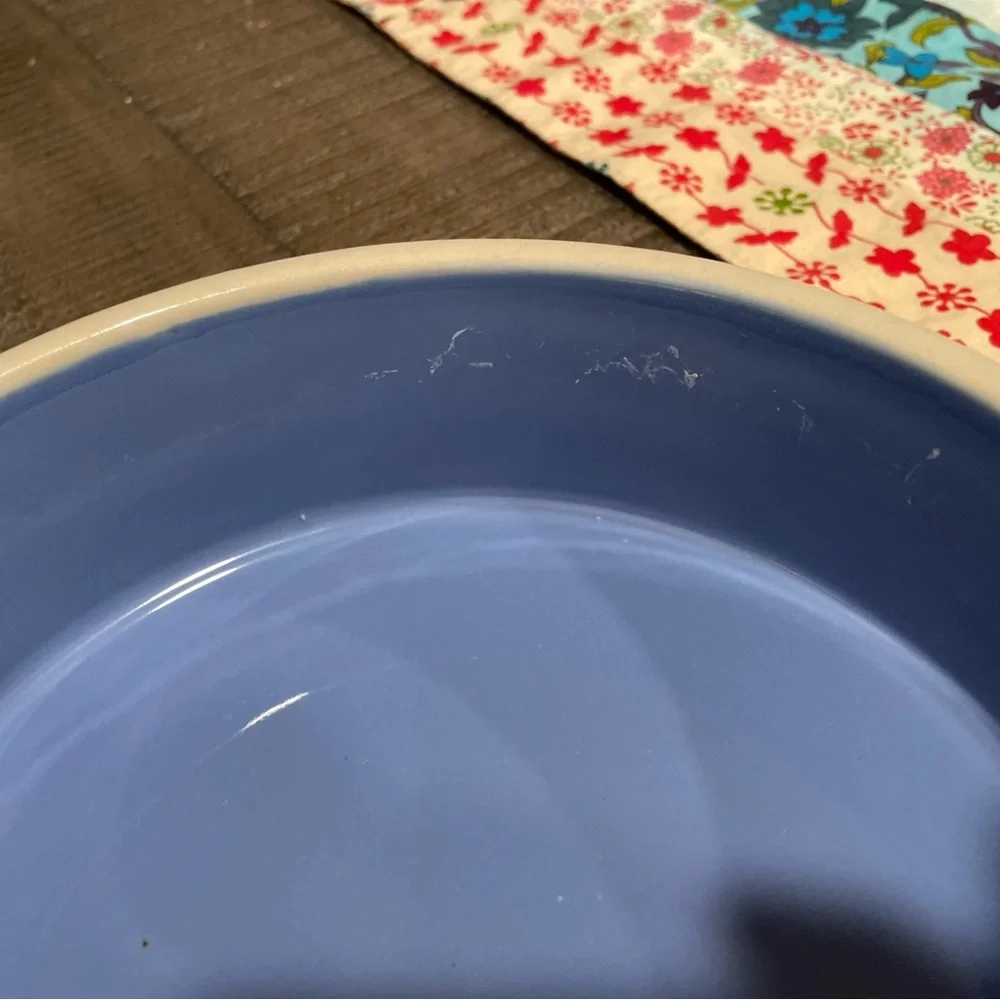 Ceramic Pet Dog Cat Dish Set - Rae Dunn ‘CHOW DOWN’ + blue / tan